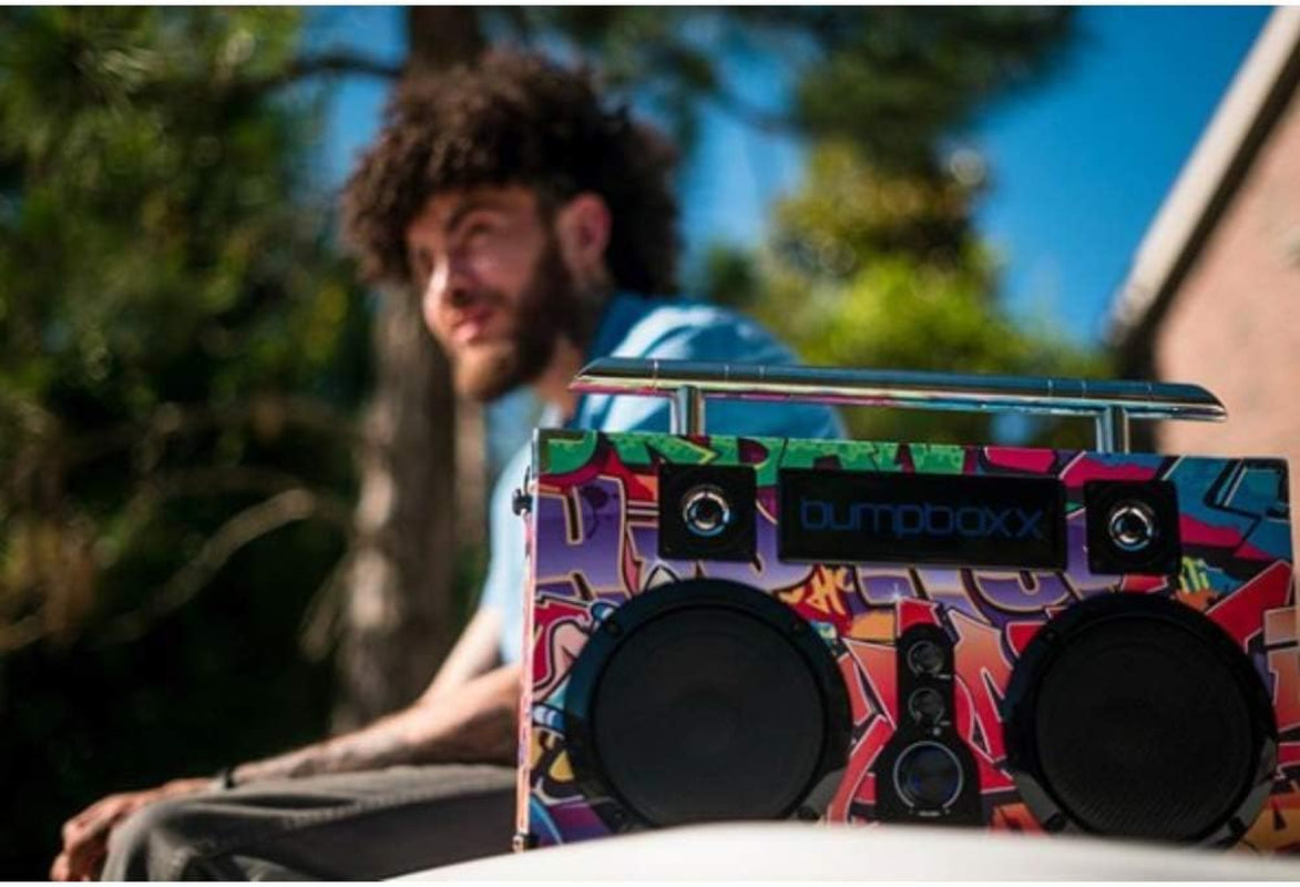 Bluetooth Boombox Ultra Black | Retro Boombox with Bluetooth Speaker | Includes Rechargeable Lithium Battery, Carrying Strap & Remote | Small & Light Weight Makes It Easy to Carry