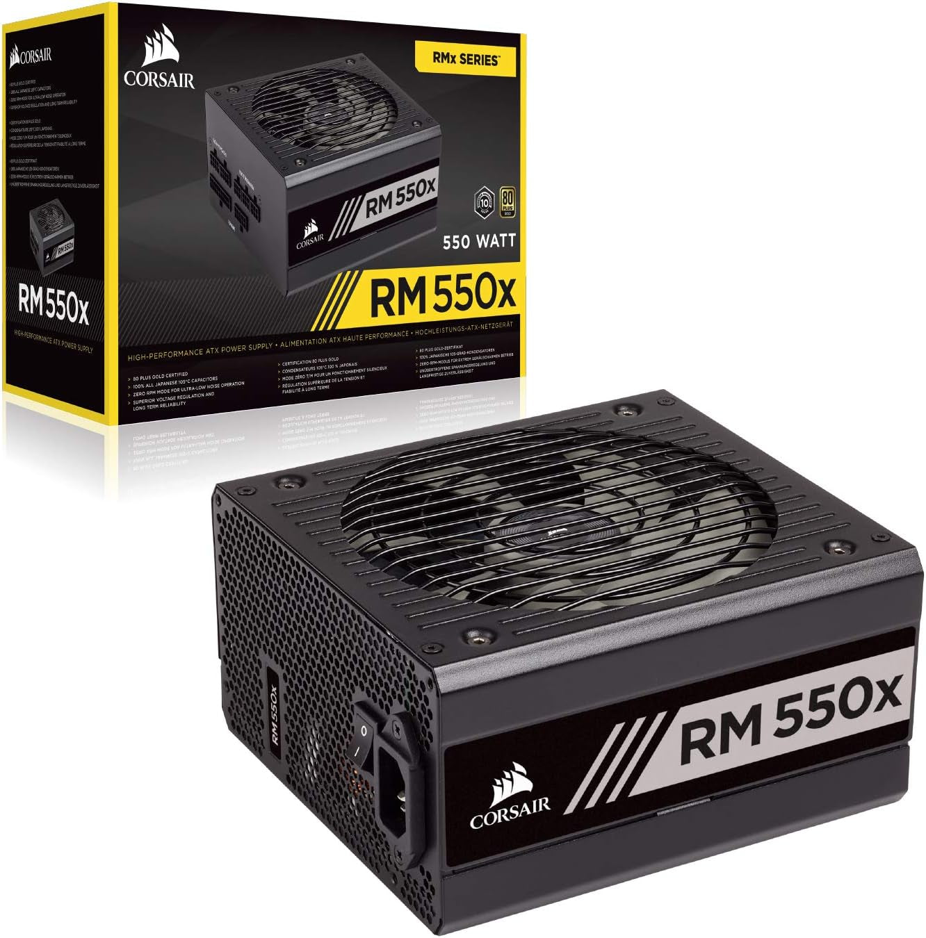 RMX Series (2018), Rm550X, 550 Watt, 80+ Gold Certified, Fully Modular Power Supply