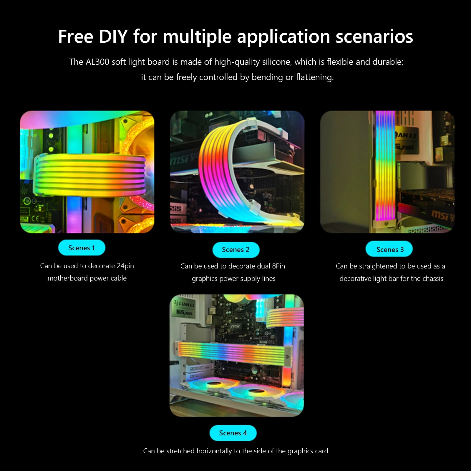 PSU Power Extension Cable 24 Pin Motherboard 5V ARGB Power Cable for PC Case Chassis Support ASUS Aura Sync Flexible Light Strip