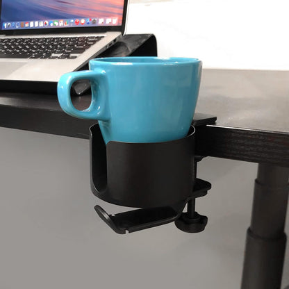 Desk Cup Holder with Headphone Hanger - Anti-Spill Table Cup Holder for Water Bottles, Wheelchairs, Workstations, Gaming Desk Accessories