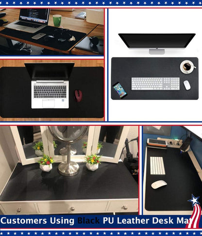 17 X 36 Inch Office Desk Pad Table Protector on Top of Desks PU Leather Desk Blotter Laptop Computer Gaming under Keyboard Mouse Pad Waterproof Writing Mat Desktop Cover for Women Men Kids Girls Black
