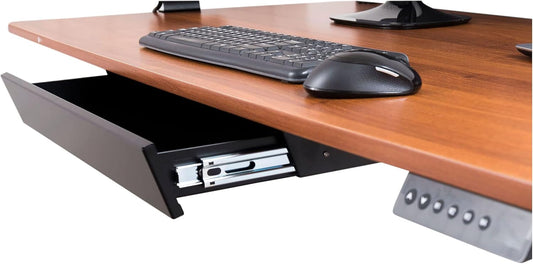 Add-On Office Sliding Under-Desk Drawer Storage Organizer for Standing Desks | Requires 14" of Front to Back Clearance beneath Desks and Tables (Black)