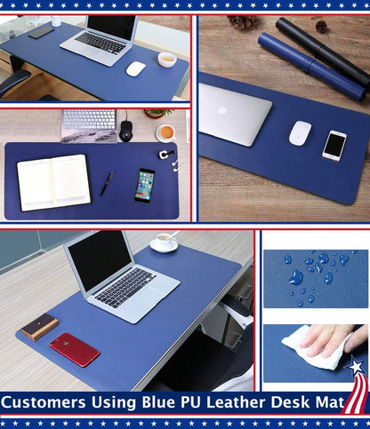 17 X 36 Inch Office Desk Pad Table Protector on Top of Desks PU Leather Desk Blotter Laptop Computer Gaming under Keyboard Mouse Pad Waterproof Writing Mat Desktop Cover for Women Men Kids Girls Black