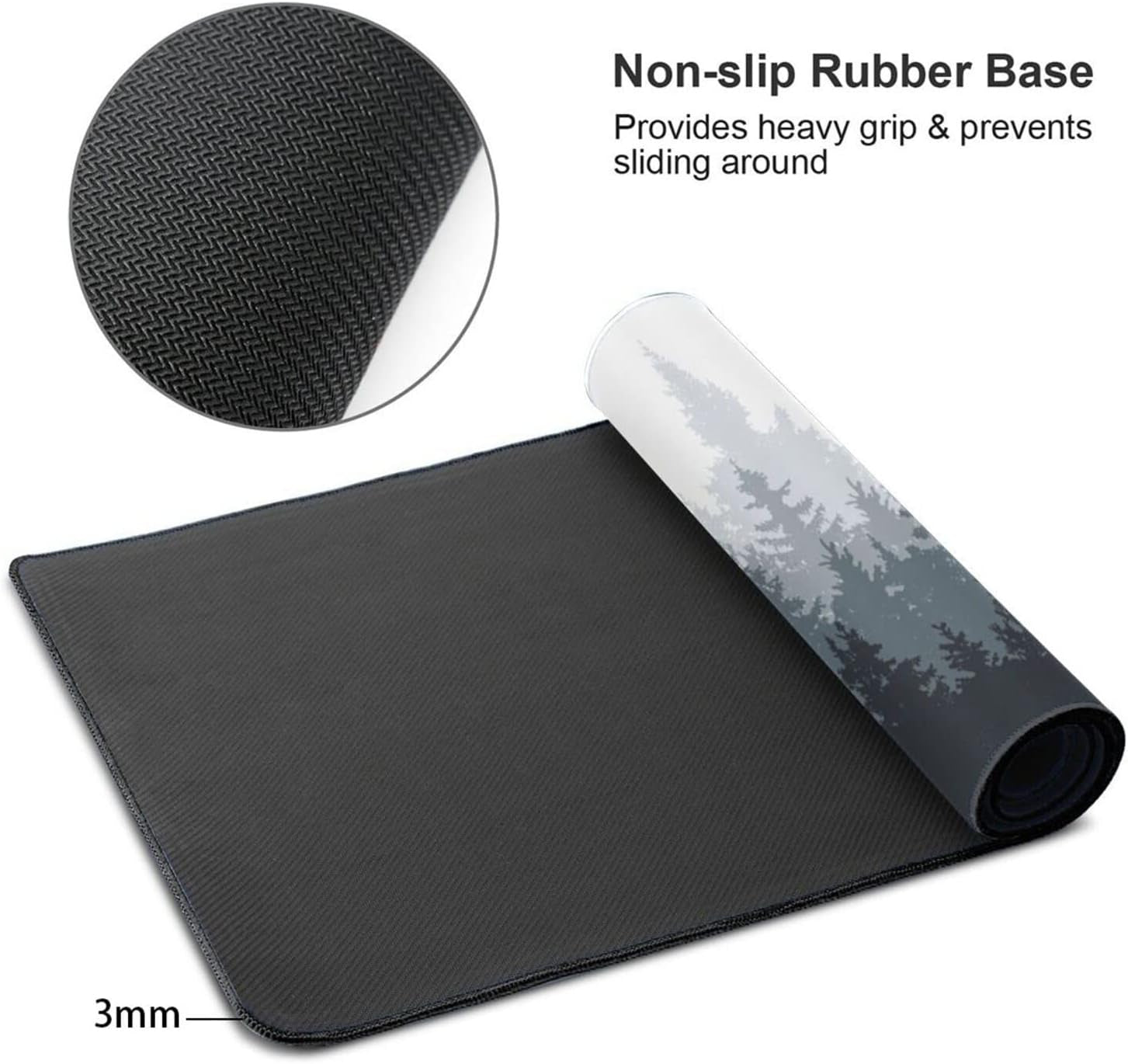 Fog Misty Forest Gaming Mouse Pad XL, Extended Large Full Desk Mousepad 31.5X11.8 Inch, Big with Stitched Edge, Non-Slip Long Computer Keyboard Waterproof Mat for Office & Home , X-Large