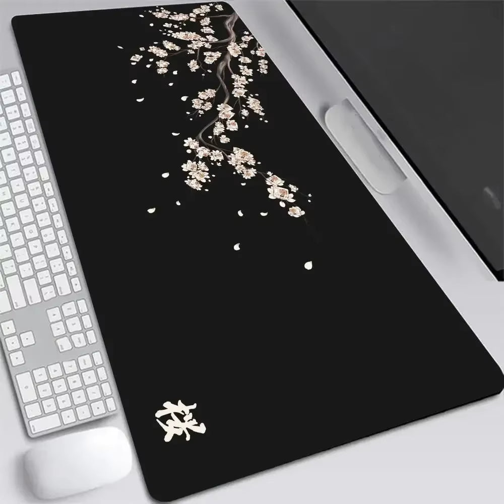 Japan Cherry Blossom Mouse Pad XXL Gray Laptops Gaming Deskmat Sakura Mousepad Anime Office Carpet Gamer Keyboard Computer Desks