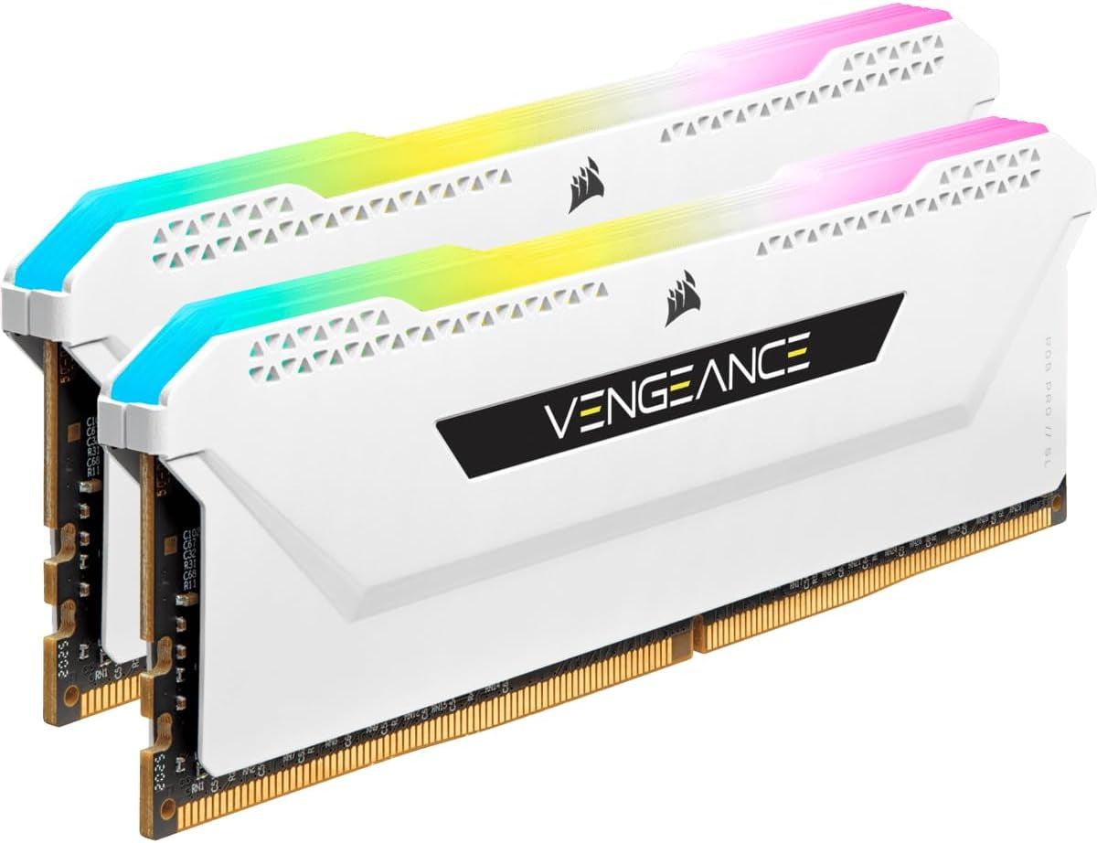 Vengeance RGB PRO SL DDR4 RAM 32GB (2X16Gb) 3600Mhz CL18-22-22-42 1.35V Intel AMD Desktop Computer Memory - White (CMH32GX4M2D3600C18W)