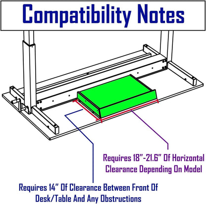 Add-On Office Sliding Under-Desk Drawer Storage Organizer for Standing Desks | Requires 14" of Front to Back Clearance beneath Desks and Tables (Black)