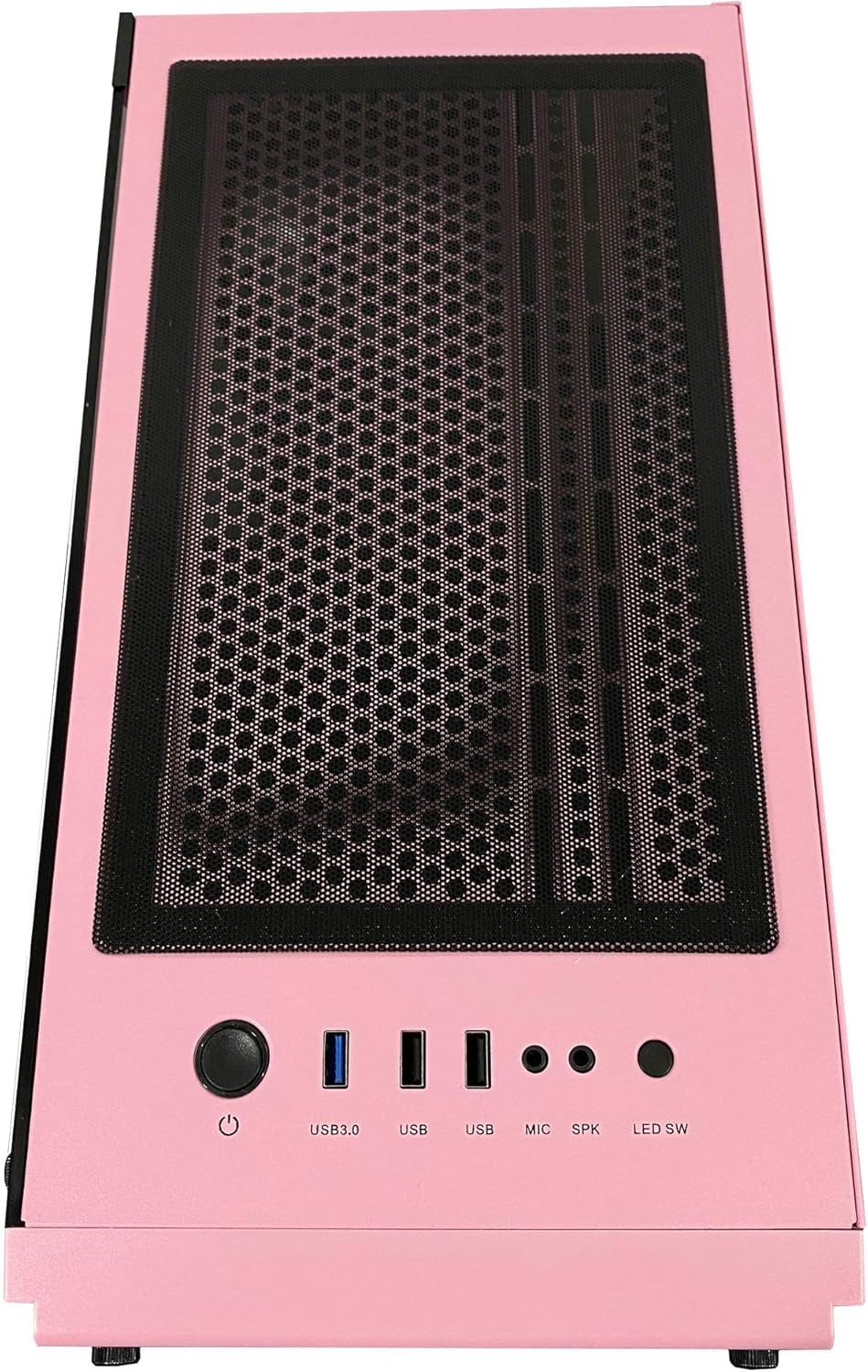 Genesis-Pk Mid Tower Gaming Case with 2 X Tempered Glass Panel, Top Usb3.0/Usb2.0/Audio Ports, 4 X RGB Fans, Pink Frame