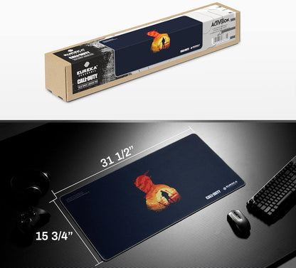 & Call of Duty Old Times Gaming Mouse Pad, Extended XXL Large Black Home Office PC Computer Desk Accessories Keyboard Mousepad Mat with Non-Slip Rubber Base Stitched Edges