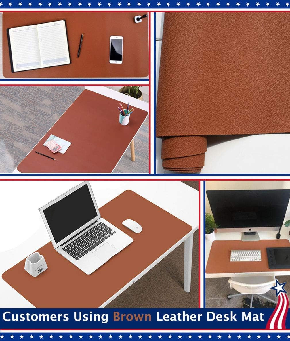 17 X 36 Inch Office Desk Pad Table Protector on Top of Desks PU Leather Desk Blotter Laptop Computer Gaming under Keyboard Mouse Pad Waterproof Writing Mat Desktop Cover for Women Men Kids Girls Black