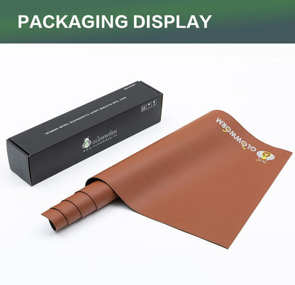 Leather Desk Mat - Elegant Computer Desk Cover, Light Brown Pu Leather, 31.5In*15.7In