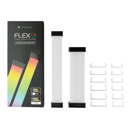 Flex RGB Cable Cover Kit | Compatible with 24-Pin Motherboard and 8-Pin/16-Pin GPU | ARGB PSU Cable Extension with 5V 3-Pin Sync | RGB Lighting Kit for PC Cables | Black