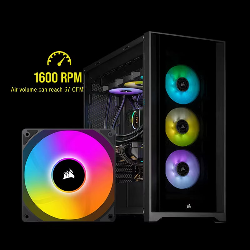 AC120 RGB Fan DC 12V PWM-4PIN and 5V 3PIN ARGB Connector High-Performance 120Mm PWM Cooling Fan Black/White Single Pack