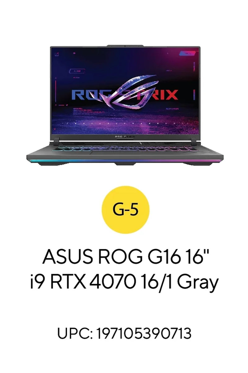 ROG Strix G16 16 Inch QHD Nebula 240Hz Gaming Laptop Intel Core I9-13980Hx NVIDIA Geforce RTX 4070 - 16GB DDR5 1TB SSD Eclipse Gray (2023)