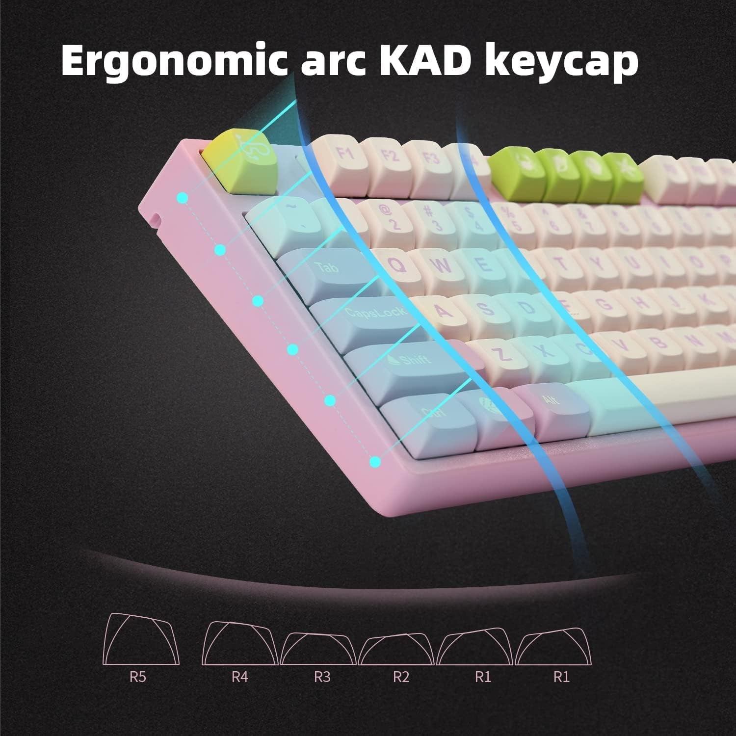 K84 Wired Gaming Keyboard, 75% US Layout 84 Keys Ultra-Compact Hot-Swappable Programmable Mini Keyboard with RGB Backlit PBT Keycap for Pc/Mac (Linear Gateron Red Switch),Black4