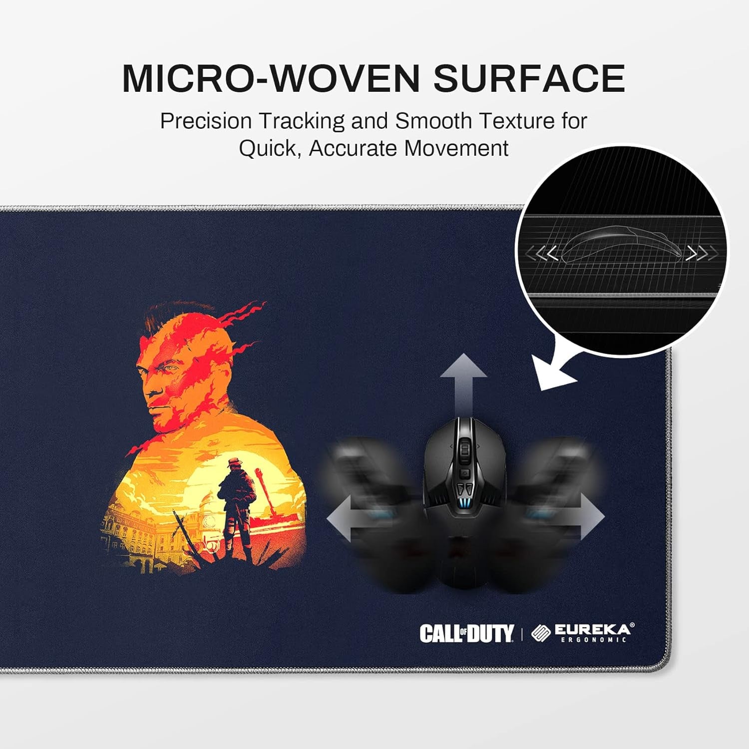 & Call of Duty Old Times Gaming Mouse Pad, Extended XXL Large Black Home Office PC Computer Desk Accessories Keyboard Mousepad Mat with Non-Slip Rubber Base Stitched Edges