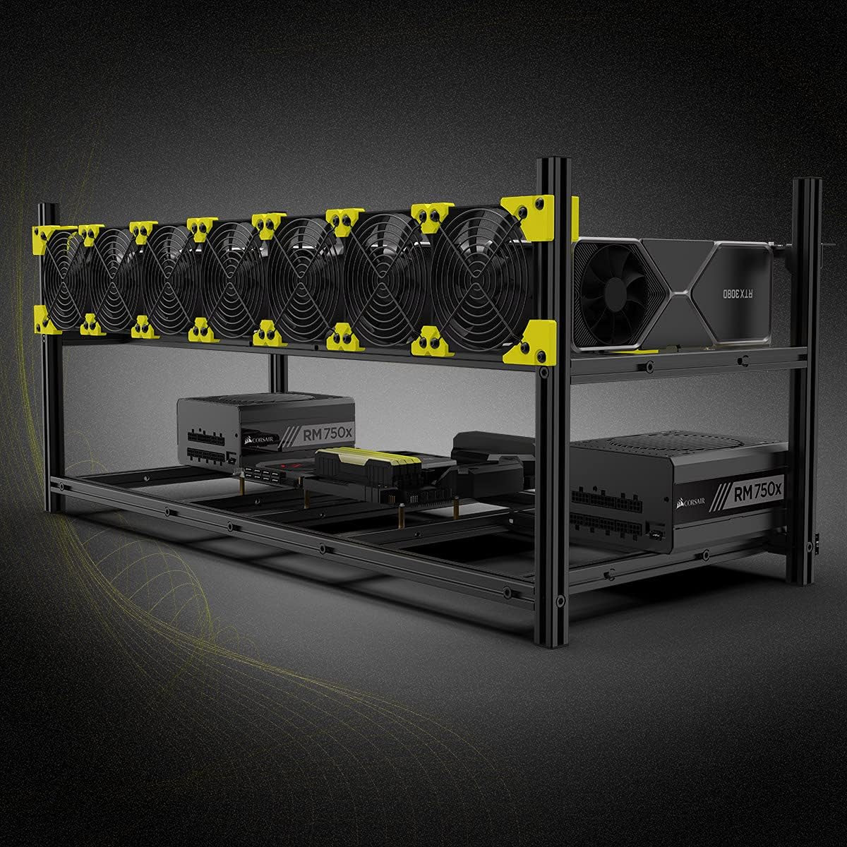 6/8 GPU Aluminum Stackable Open Air Mining Computer Frame Rig Ethereum Veddha (V4C-8/12GPU)