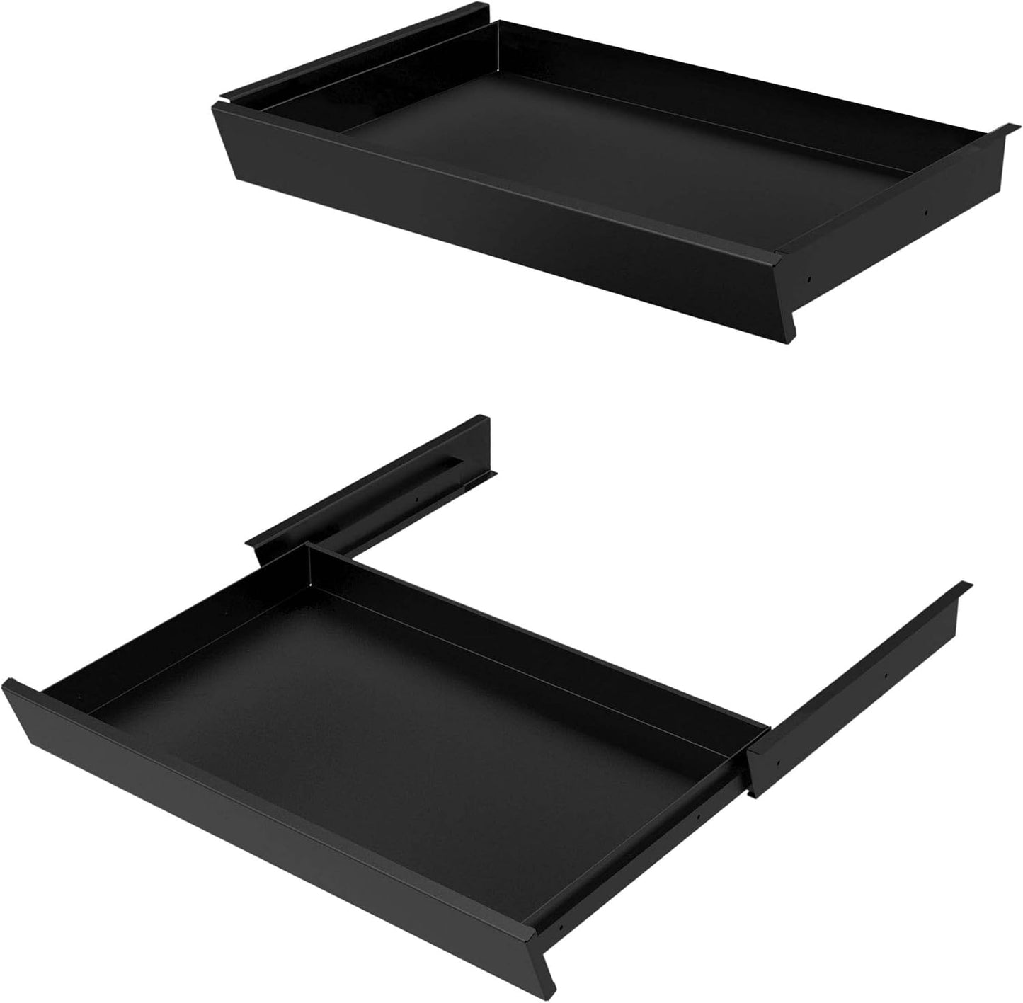 Add-On Office Sliding Under-Desk Drawer Storage Organizer for Standing Desks | Requires 14" of Front to Back Clearance beneath Desks and Tables (Black)