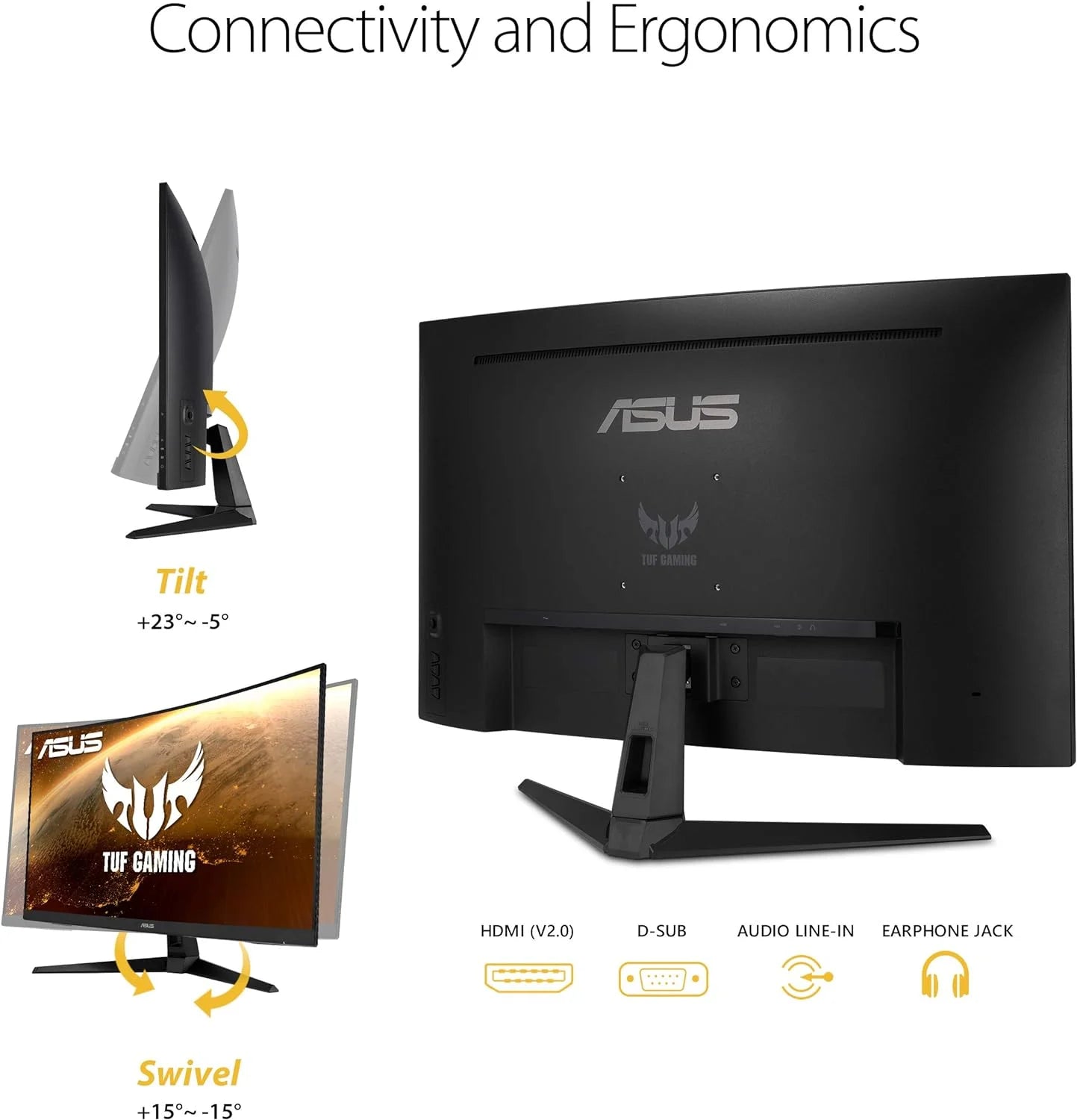 TUF Gaming 31.5" Curved FHD Gaming Monitor VG328H1B, Full HD (1920X1080), 165Hz (Above 144Hz), Extreme Low Motion Blur, 1Ms (MPRT)