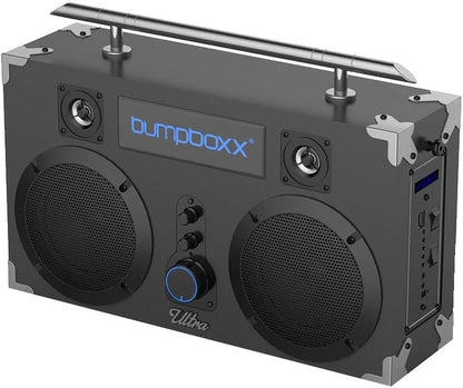 Bluetooth Boombox Ultra Black | Retro Boombox with Bluetooth Speaker | Includes Rechargeable Lithium Battery, Carrying Strap & Remote | Small & Light Weight Makes It Easy to Carry