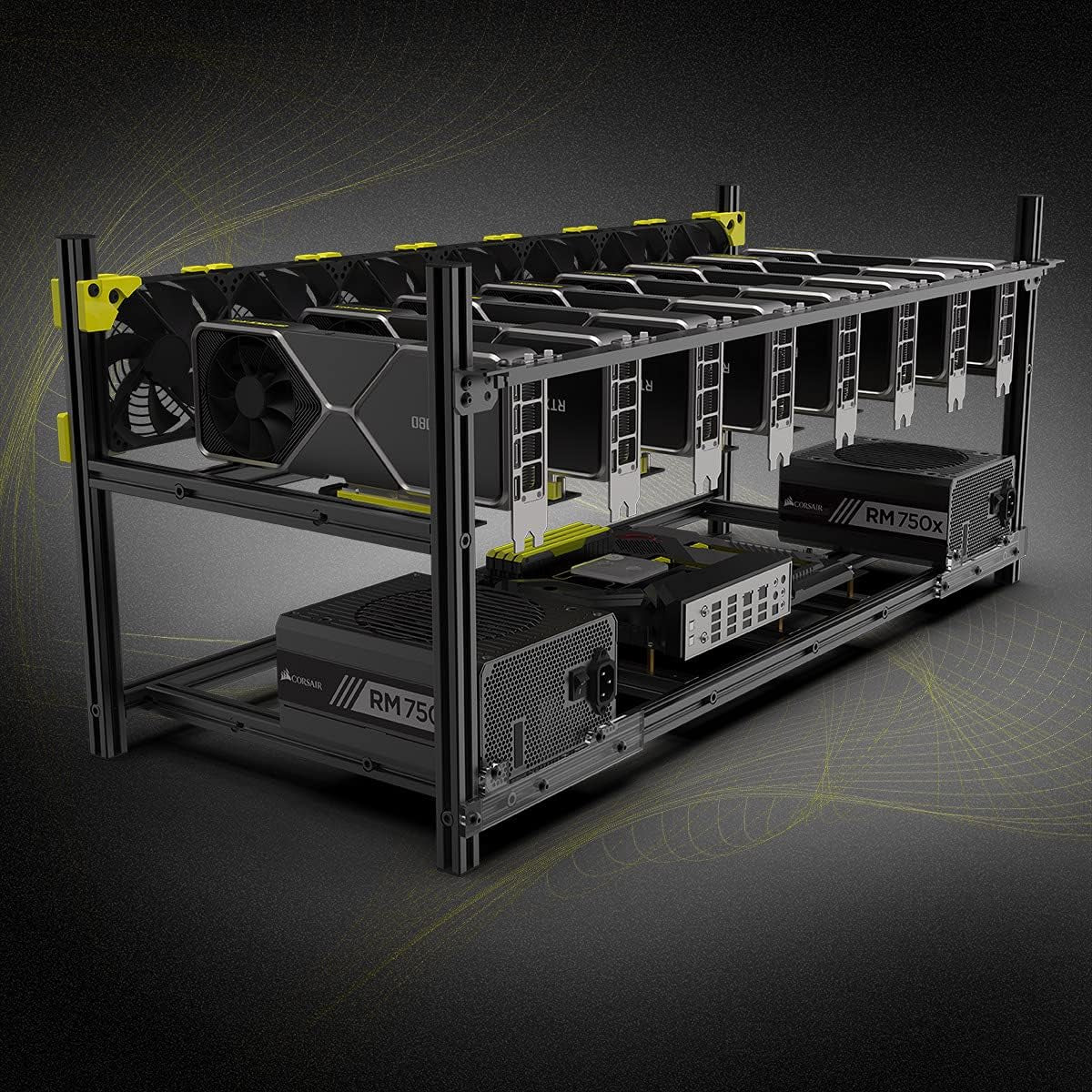 6/8 GPU Aluminum Stackable Open Air Mining Computer Frame Rig Ethereum Veddha (V4C-8/12GPU)