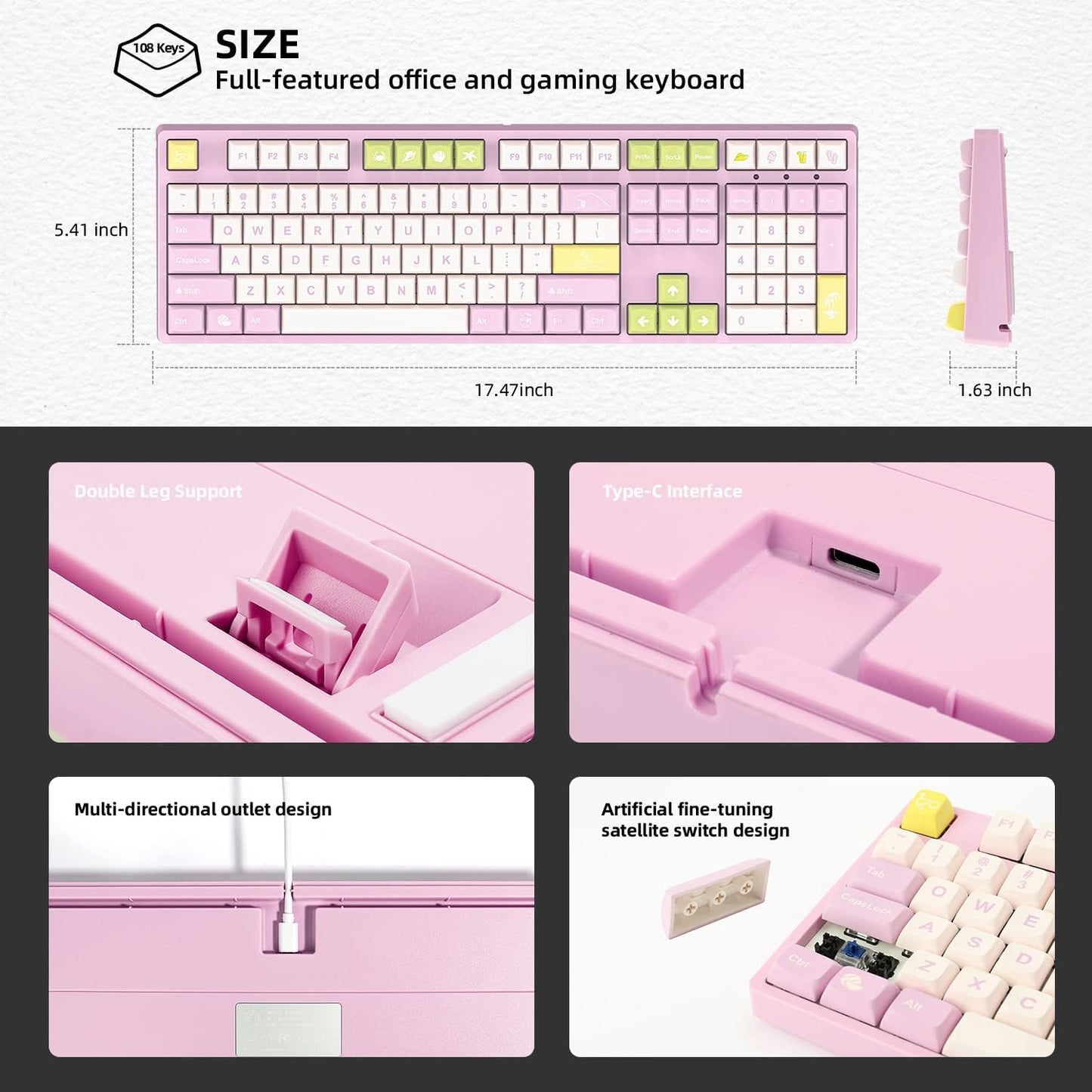 K84 Wired Gaming Keyboard, 75% US Layout 84 Keys Ultra-Compact Hot-Swappable Programmable Mini Keyboard with RGB Backlit PBT Keycap for Pc/Mac (Linear Gateron Red Switch),Black4