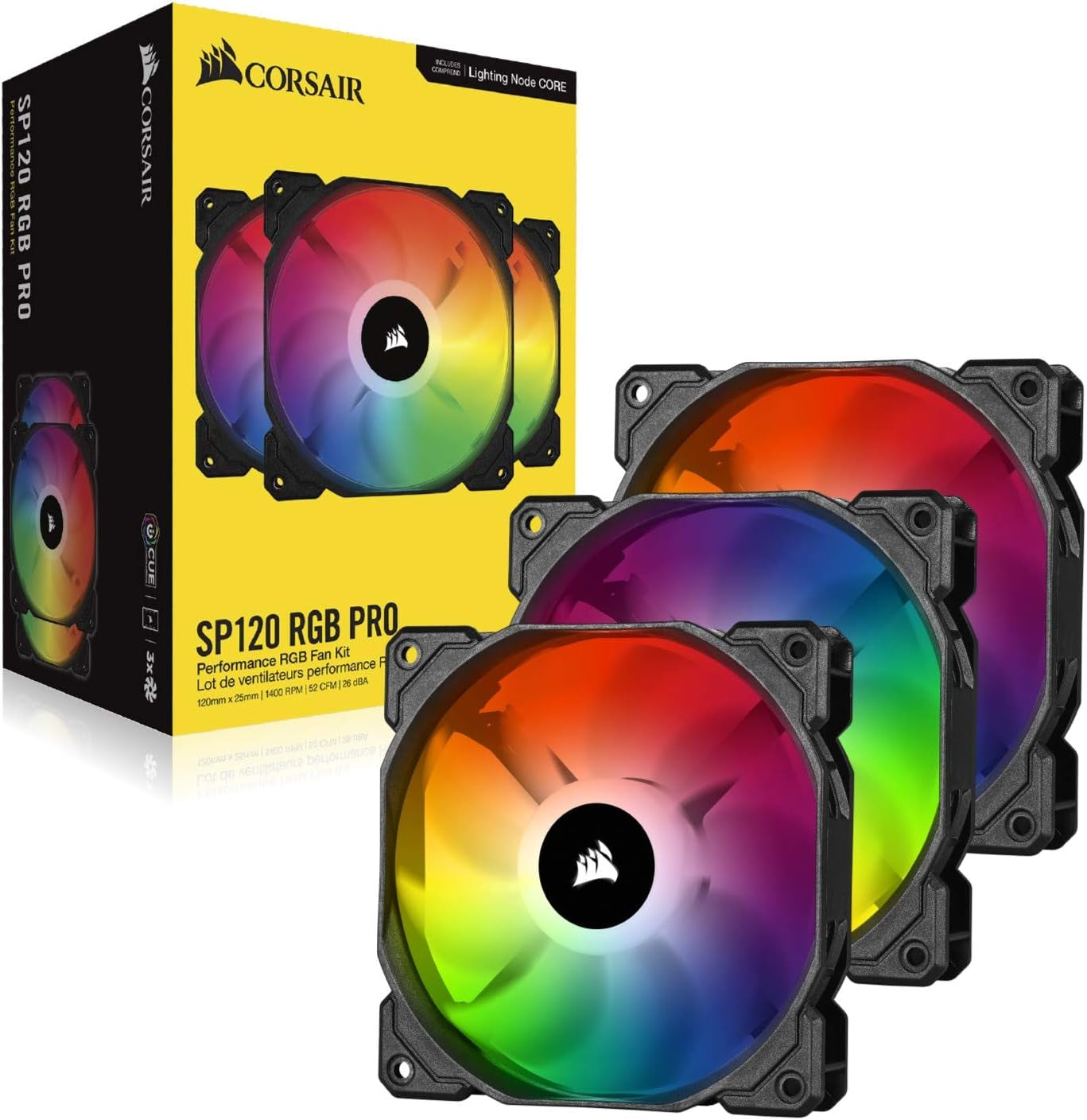 Icue SP120 RGB Pro Performance 120Mm Triple Fan Kit with Lighting Node Core