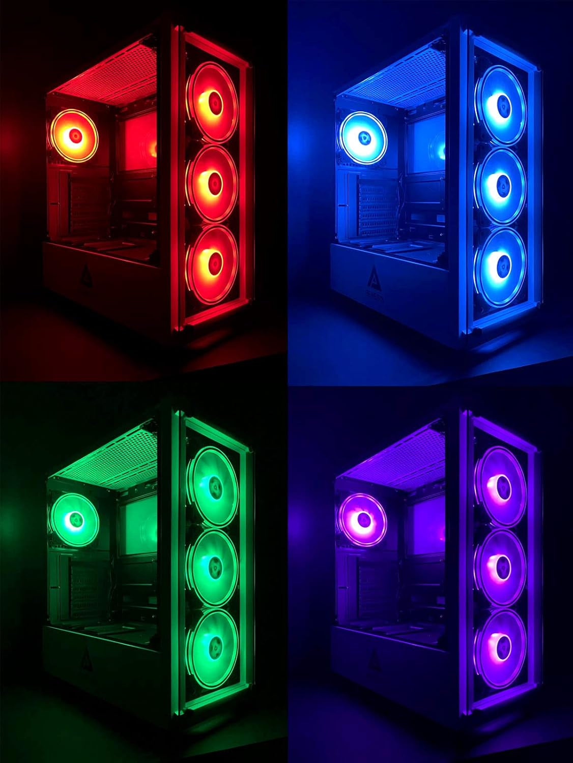Genesis-Pk Mid Tower Gaming Case with 2 X Tempered Glass Panel, Top Usb3.0/Usb2.0/Audio Ports, 4 X RGB Fans, Pink Frame