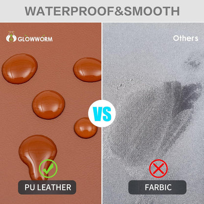 Leather Desk Mat - Elegant Computer Desk Cover, Light Brown Pu Leather, 31.5In*15.7In