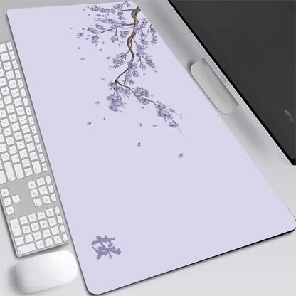 Japan Cherry Blossom Mouse Pad XXL Gray Laptops Gaming Deskmat Sakura Mousepad Anime Office Carpet Gamer Keyboard Computer Desks