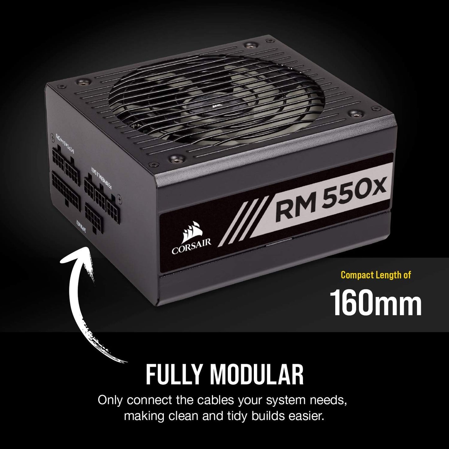 RMX Series (2018), Rm550X, 550 Watt, 80+ Gold Certified, Fully Modular Power Supply