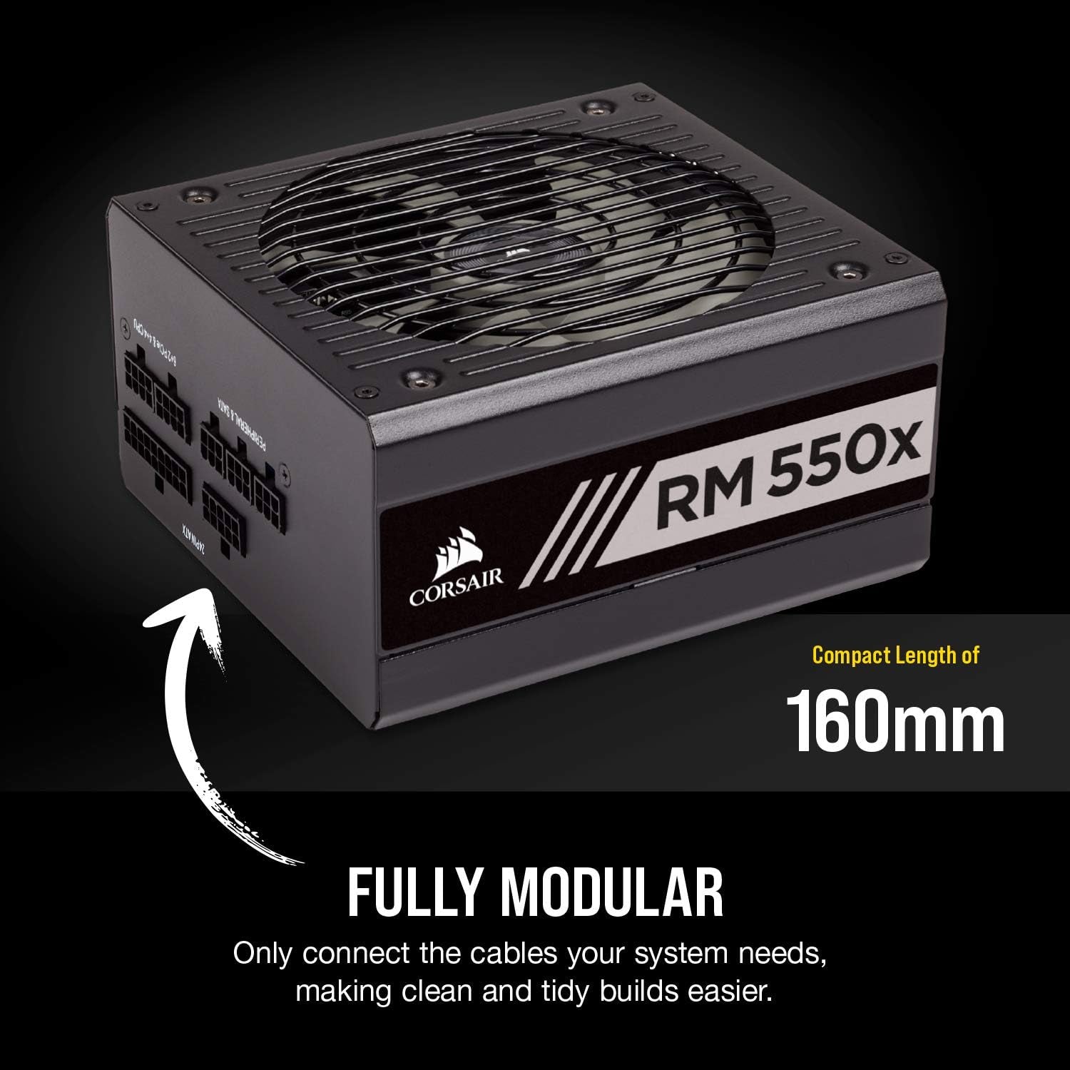 RMX Series (2018), Rm550X, 550 Watt, 80+ Gold Certified, Fully Modular Power Supply