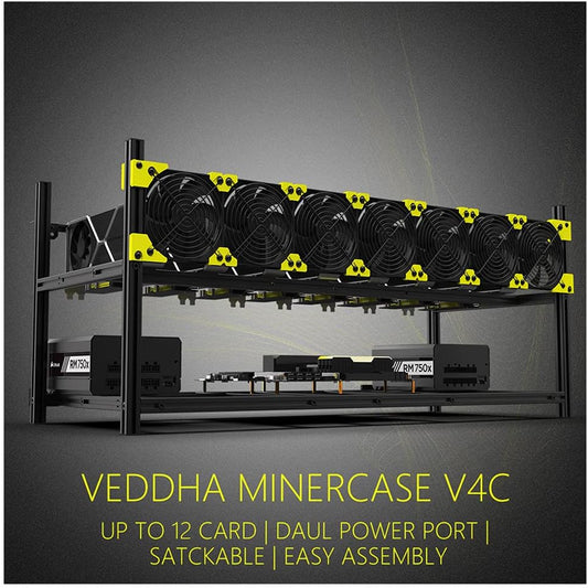 6/8 GPU Aluminum Stackable Open Air Mining Computer Frame Rig Ethereum Veddha (V4C-8/12GPU)