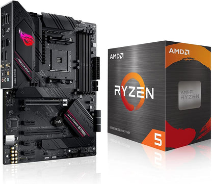 Micro Center AMD Ryzen 5 5600X Desktop Processor 6-Core up to 4.6Ghz Unlocked with Wraith Stealth Cooler Bundle with ASUS ROG Strix B550-F Gaming AM4 ATX Gaming Motherboard Pcie 4.0 2.5Gb LAN