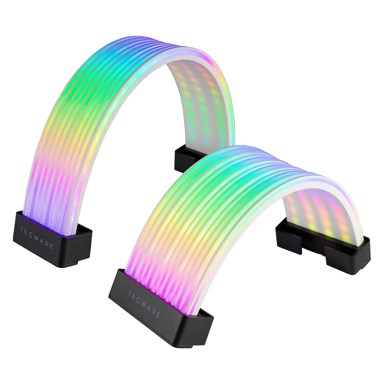Flex RGB Cable Cover Kit | Compatible with 24-Pin Motherboard and 8-Pin/16-Pin GPU | ARGB PSU Cable Extension with 5V 3-Pin Sync | RGB Lighting Kit for PC Cables | Black