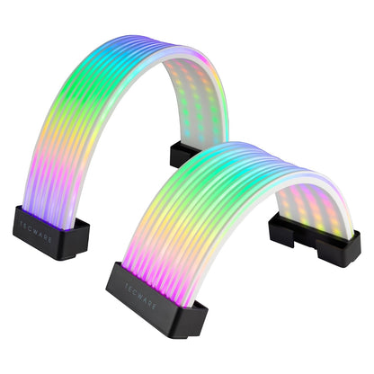 Flex RGB Cable Cover Kit | Compatible with 24-Pin Motherboard and 8-Pin/16-Pin GPU | ARGB PSU Cable Extension with 5V 3-Pin Sync | RGB Lighting Kit for PC Cables | Black