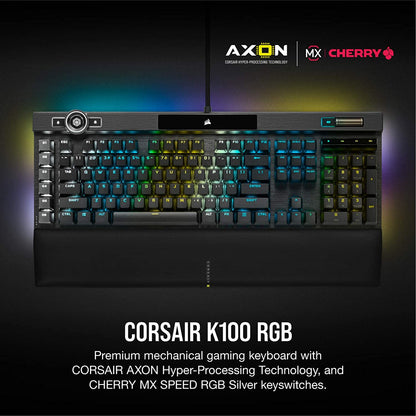 Icue Nexus Companion Touch Screen – 5” Diagonal Screen – 6 Programmable Virtual Macro Buttons + K100 RGB Mechanical Gaming Keyboard - Cherry MX Speed RGB Silver Keyswitches