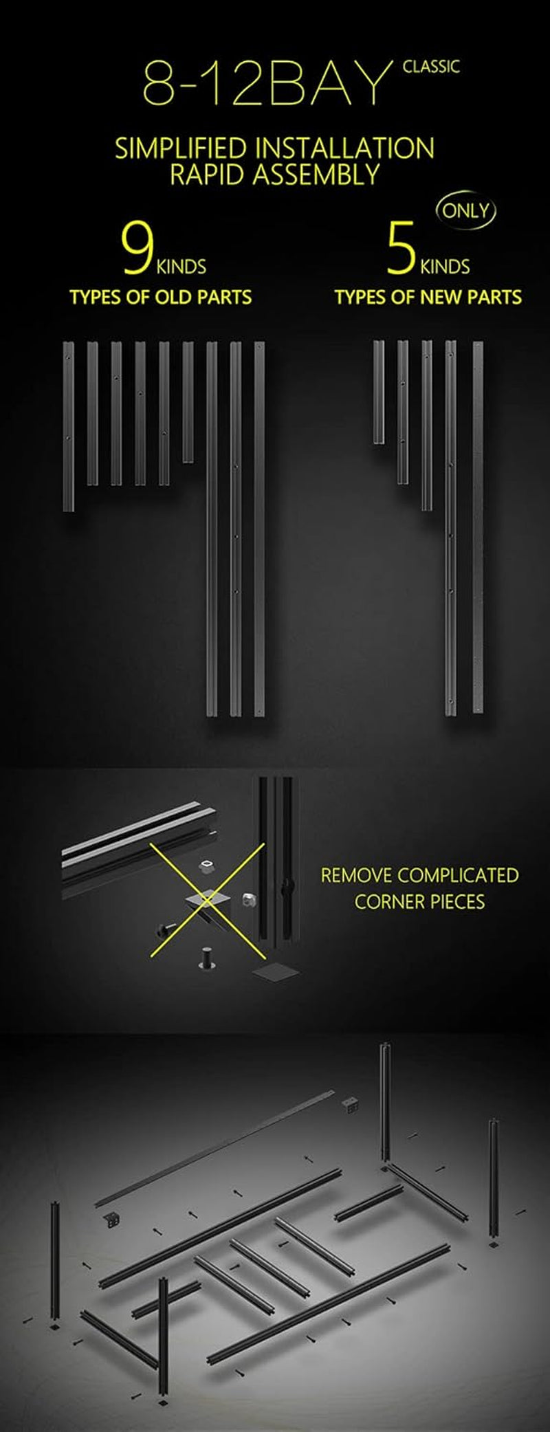 6/8 GPU Aluminum Stackable Open Air Mining Computer Frame Rig Ethereum Veddha (V4C-8/12GPU)