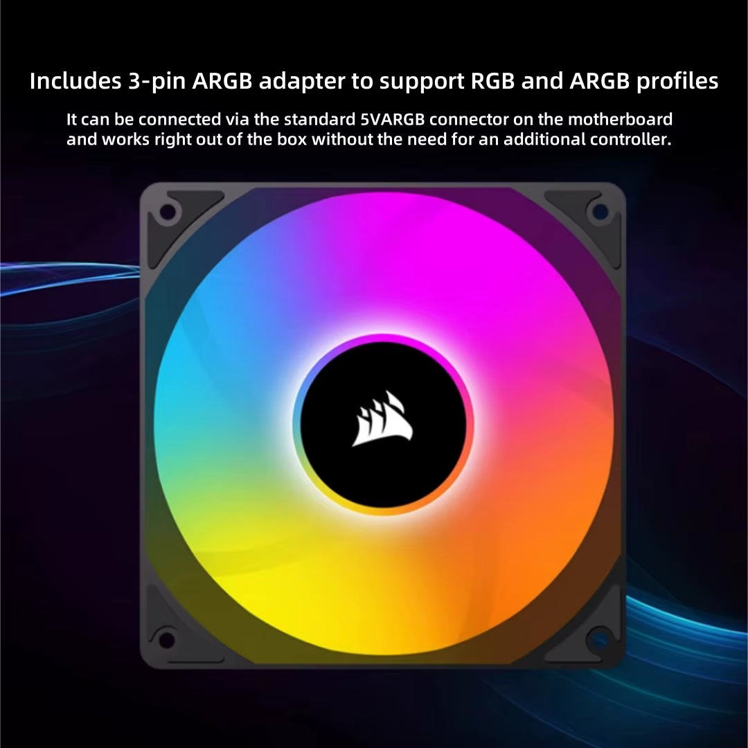 AC120 RGB Fan DC 12V PWM-4PIN and 5V 3PIN ARGB Connector High-Performance 120Mm PWM Cooling Fan Black/White Single Pack