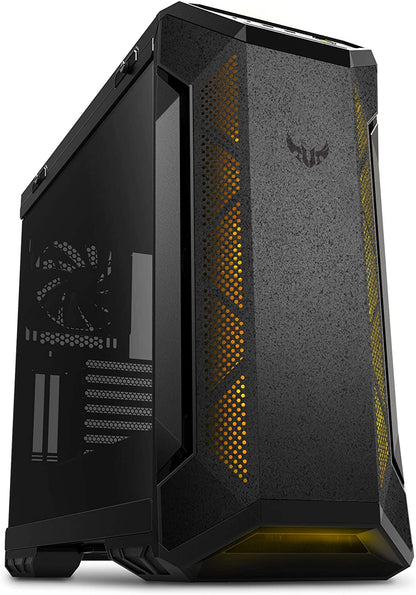 TUF Gaming GT501 Mid-Tower PC Case for up to EATX Motherboards with USB 3.0 Front Panel, Smoked Tempered Glass, Steel Construction, and Four Case Fans
