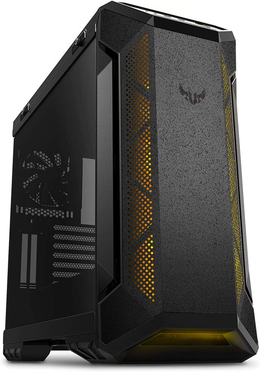 TUF Gaming GT501 Mid-Tower PC Case for up to EATX Motherboards with USB 3.0 Front Panel, Smoked Tempered Glass, Steel Construction, and Four Case Fans