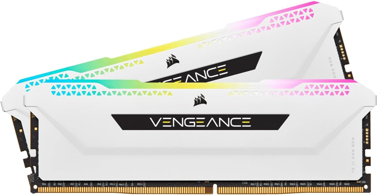 Vengeance RGB PRO SL DDR4 RAM 32GB (2X16Gb) 3600Mhz CL18-22-22-42 1.35V Intel AMD Desktop Computer Memory - White (CMH32GX4M2D3600C18W)