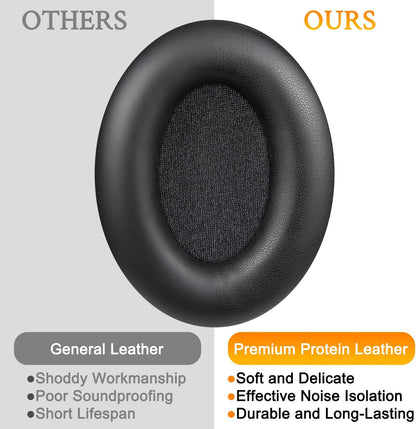 Professional Earpads Cushions Replacement for Sony WH-1000XM3 (WH1000XM3) Over-Ear Headphones, Ear Pads with Softer Protein Leather, Noise Isolation Memory Foam, Added Thickness (Black)
