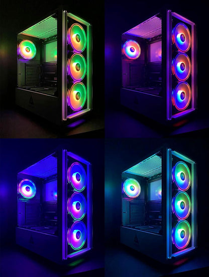 Genesis-Pk Mid Tower Gaming Case with 2 X Tempered Glass Panel, Top Usb3.0/Usb2.0/Audio Ports, 4 X RGB Fans, Pink Frame